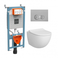 Комплект инсталляции с подвесным унитазом VITRA Sento с сиденьем и кнопкой 9830B003-7207